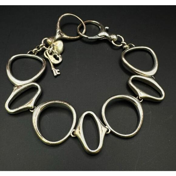 Vintage Fossil Silver-tone Oval Link Bracelet - Picture 1 of 7